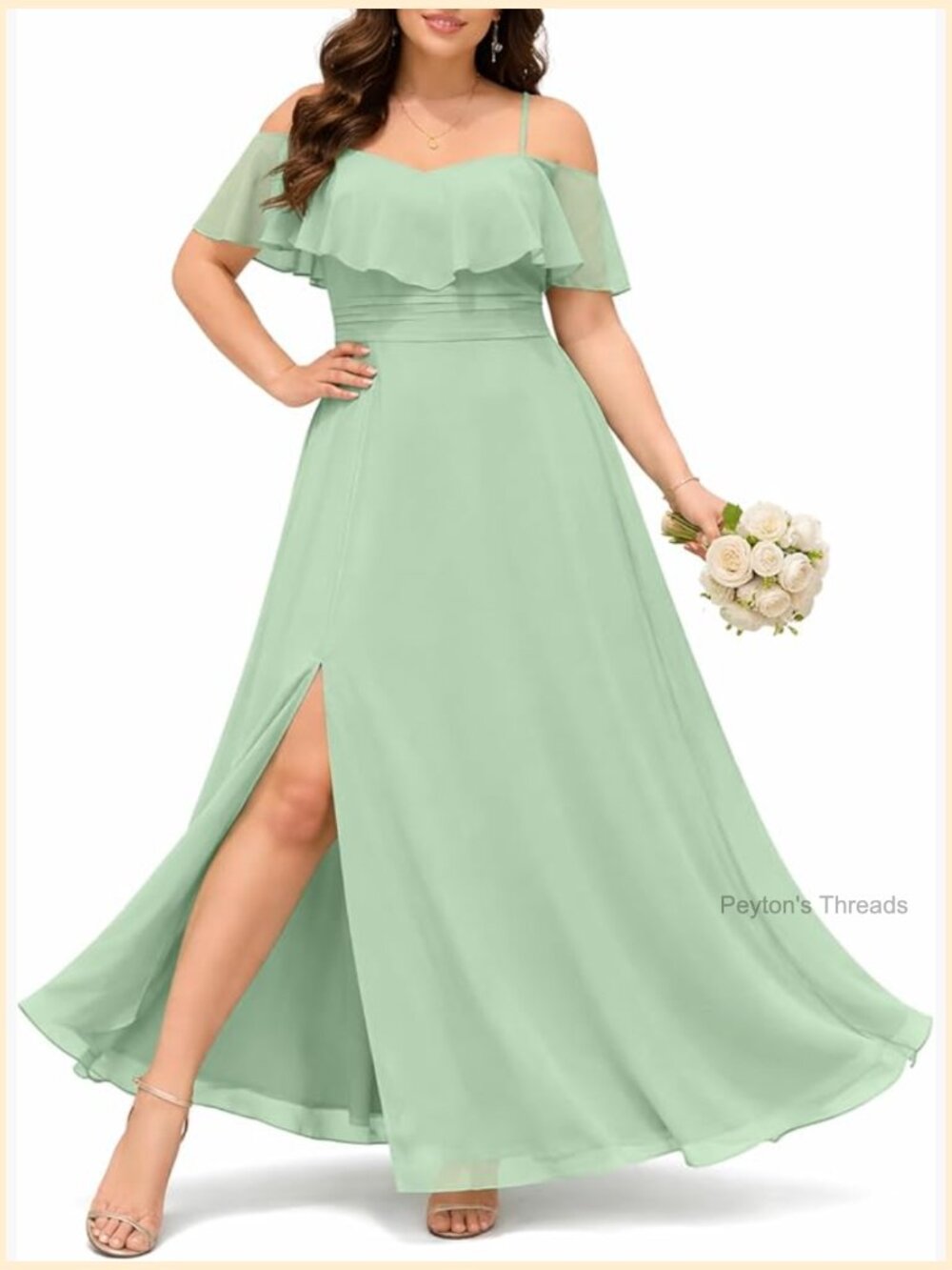 Off The Shoulder Plus Size Formal Dress Chiffon Long Bridesmaid